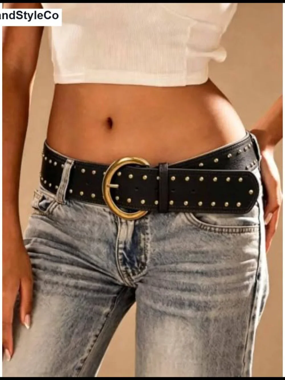 Women's Wide Western Cowgirl Faux Leather Chunky Belt with Metal Buckle